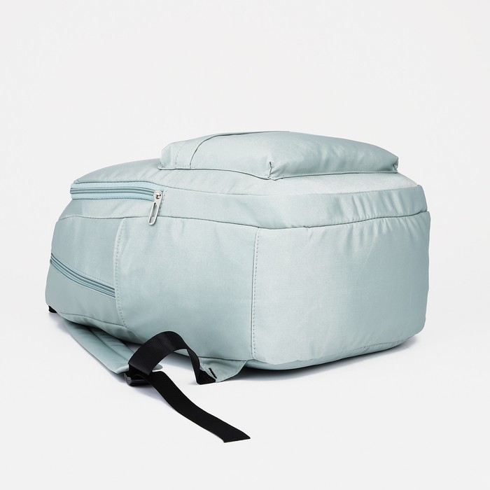 Рюкзак школьный из текстиля, 2 отдела на молниях, 3 кармана, цвет зелёный