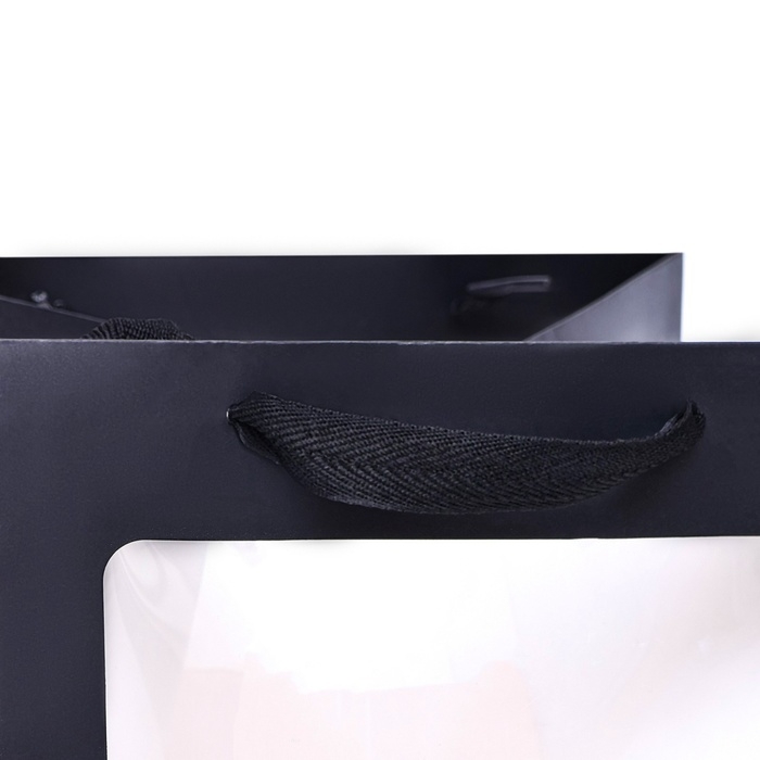 Пакет подарочный, крафт, с окном, &laquo;Черный&raquo;, 20 х 20 х 20 см