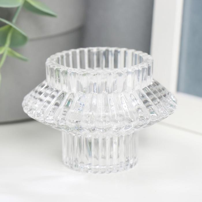 Подсвечник стекло на 1 свечу двусторонний "Юбочка" прозрачный 5,3х7,5х7,5 см