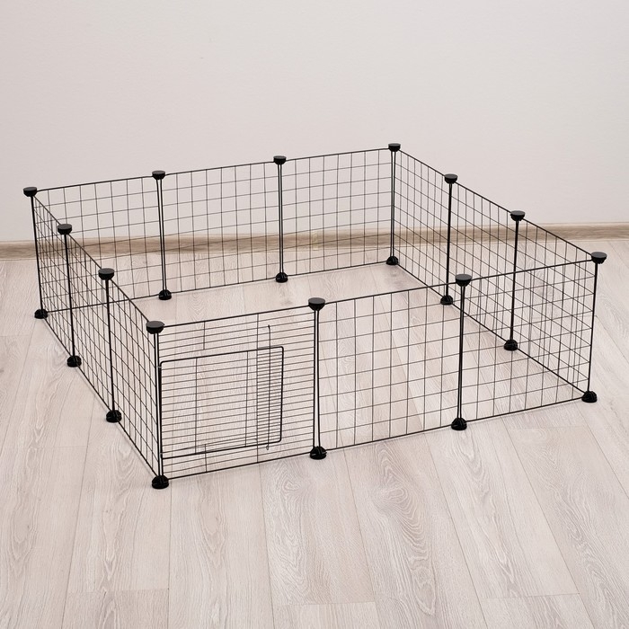 Вольер 12 секций, металлический, 105 х 105 х 35 см, (35 х 35 см звено), чёрный