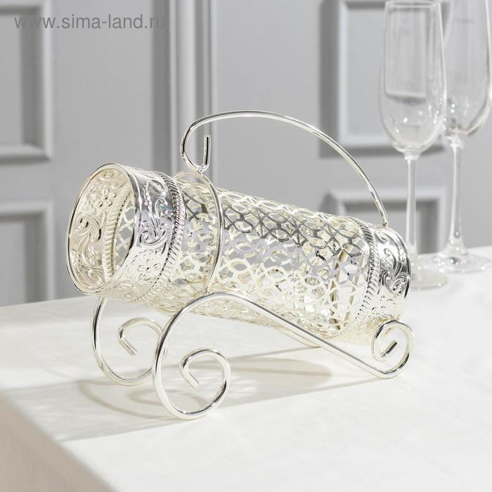 Подставка под бутылку, 24&times;9,5&times;21, металлическая, цвет серебряный