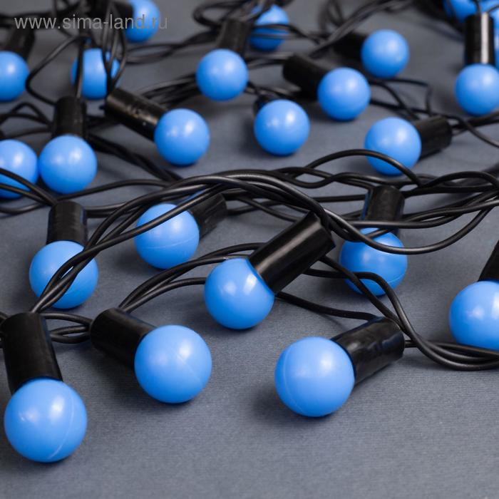 Гирлянда &laquo;Нить&raquo; 20 м с насадками &laquo;Шарики 1.5 см&raquo;, IP44, тёмная нить, 200 LED, свечение синее, 8 режимов, 220 В