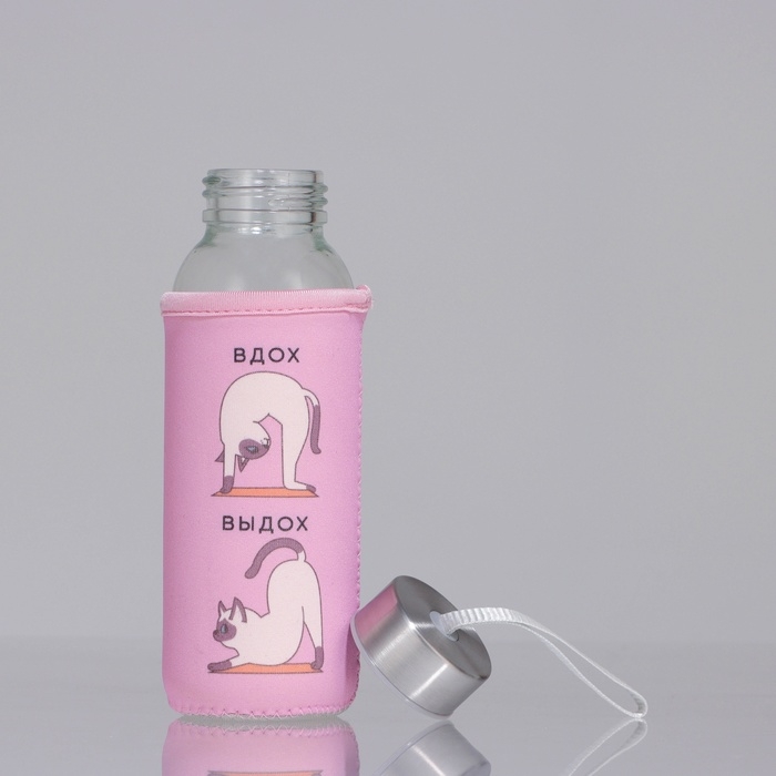 Бутылка стекло в чехле &laquo;Котики&raquo;, 350 мл