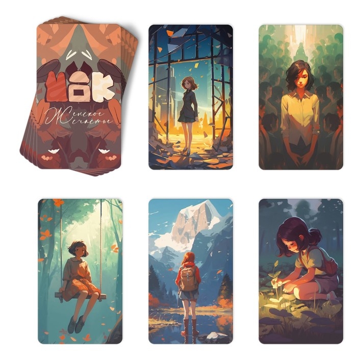 Арт-терапия &laquo;Женское счастье&raquo; с МАК, 50 карт (7х12 см), холст (22х16,5 см), краски (6 цветов), кисть, 16+