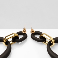 Серьги металл &laquo;Цепь&raquo; кольцо и овал, 3 звена, цвет золотисто-чёрный