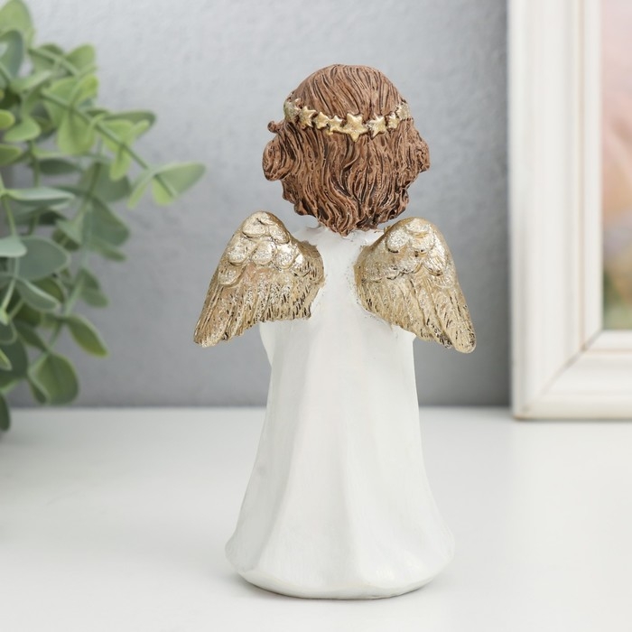 Сувенир полистоун "Ангелочек в платье со звёздами и в венке" МИКС 7х5х13 см