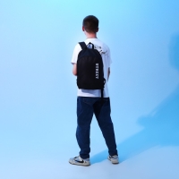 Рюкзак школьный текстильный Street, 46х30х10 см, вертикальный карман, цвет чёрный