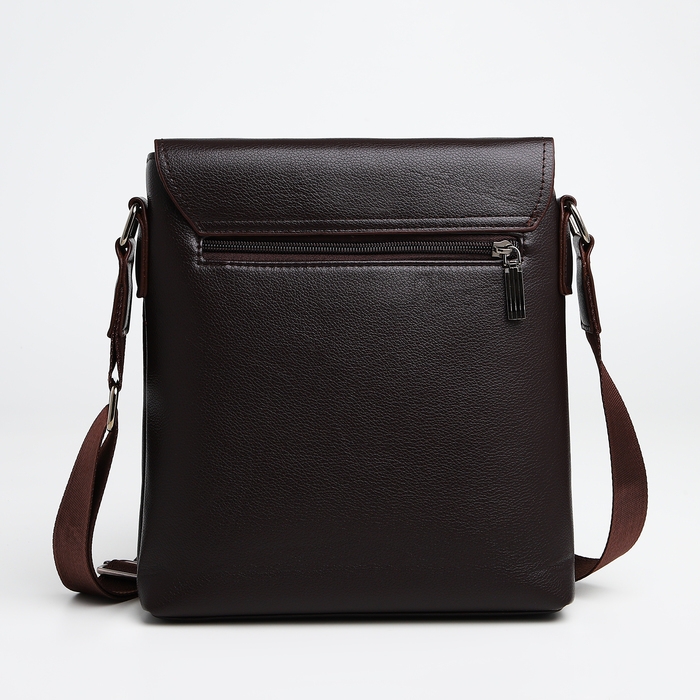 Сумка мужская через плечо TEXTURA, наружный карман, цвет коричневый