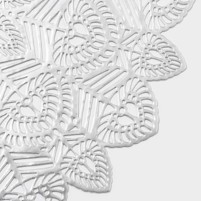 Салфетки сервировочные на стол Доляна &laquo;Цунами&raquo;, d=38 см, 4 шт, цвет серебро