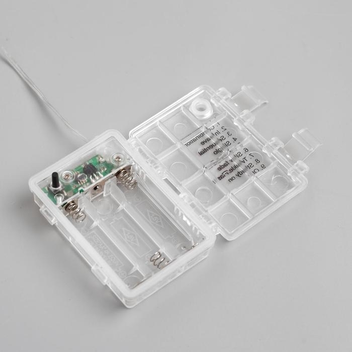 Гирлянда &laquo;Нить&raquo; 5 м роса, IP65, серебристая нить, 50 LED, 8 режимов, батарейки AAх3 (нет в комплекте), свечение белое