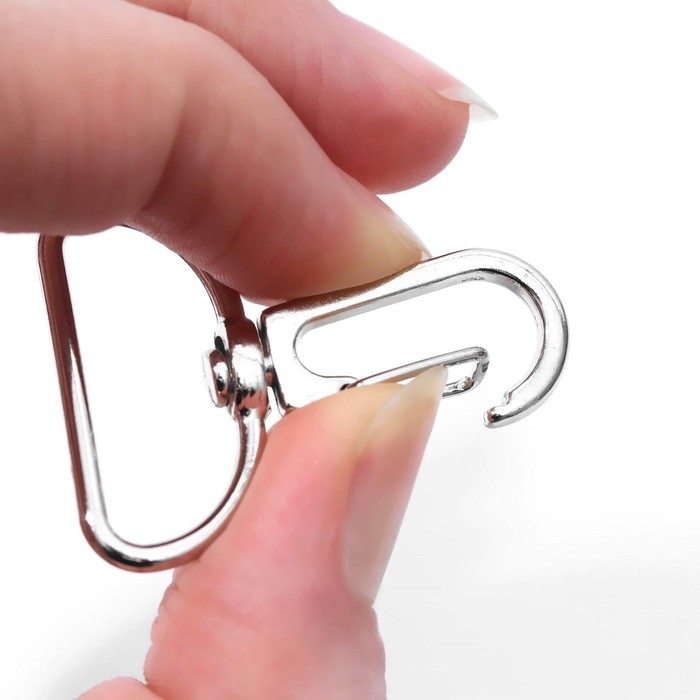 Карабин металлический, 39 &times; 31 мм / 25 &times; 2,2 мм, 10 шт, цвет серебряный