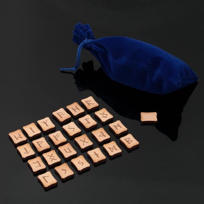 Руны для гадания &laquo;Скандинавские&raquo;, 25 шт, натуральный дуб, мешочек