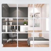 Наклейки интерьерные "Квадратики", зеркальные, декор настенный, набор 9 шт, 15 х 15 см