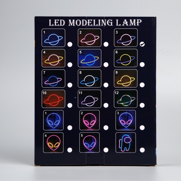 Неоновая вывеска &laquo;Планета&raquo; 30 x 17.5 см, батарейки AAx3 (не в комплекте) + USB, свечение розово-синее