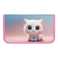 Пенал 1 секция 115 х 205 х 30 мм, Calligrata "Котик белый", ламинированный картон