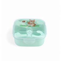 Ланч-бокс с клапаном, 3 секции, "Зайка", 14 х 14 х 5 см