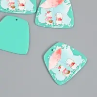 Декор для творчества акрил "Зайчата под зонтом" 0,2х3,7х3,4 см