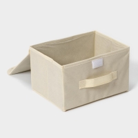 Короб стеллажный для хранения с крышкой Доляна &laquo;Алва&raquo;, 26&times;20&times;15 см, цвет бежевый