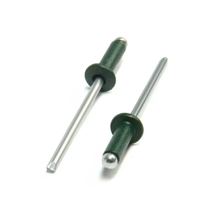 Заклёпки ТУНДРА krep, вытяжные, алюминий-сталь, 3.2&times;8 мм, темно-зеленые, 50 шт.