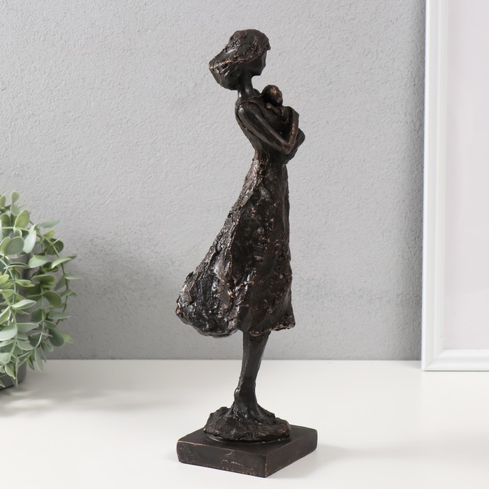 Сувенир полистоун "Девушка с ребёнком" чёрный 34х9,5х9 см