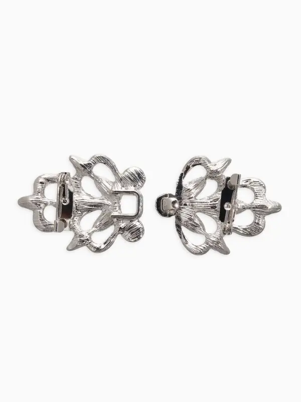 Зажим для кардигана "Ажур", цветы, цвет синий в серебре