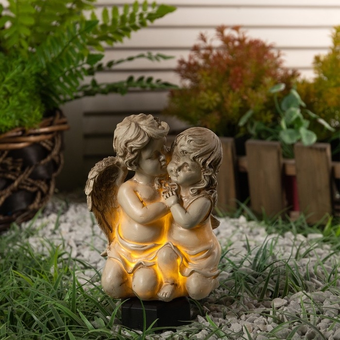 Садовый светильник на солнечной батарее &laquo;Ангелочки&raquo;, 45 см, 1 LED, свечение тёплое белое