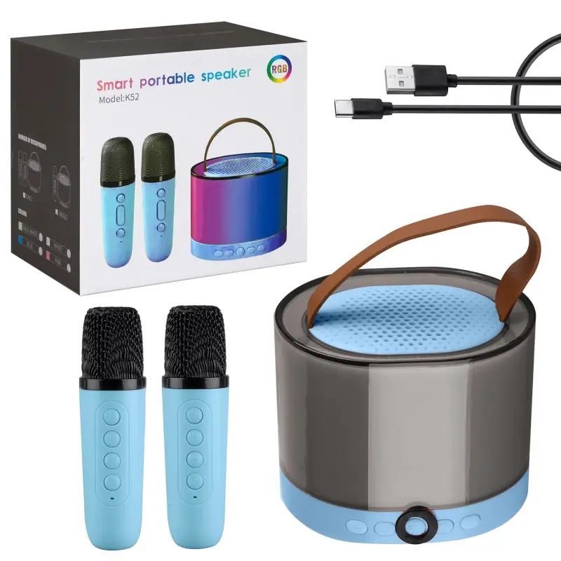 Портативная акустика с 2 микрофонами K52 синий (40шт/кор)