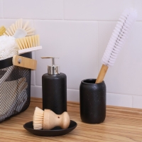 Набор аксессуаров для ванной комнаты Доляна &laquo;Венера&raquo;, 3 предмета (дозатор 350 мл, мыльница, стакан), цвет чёрный