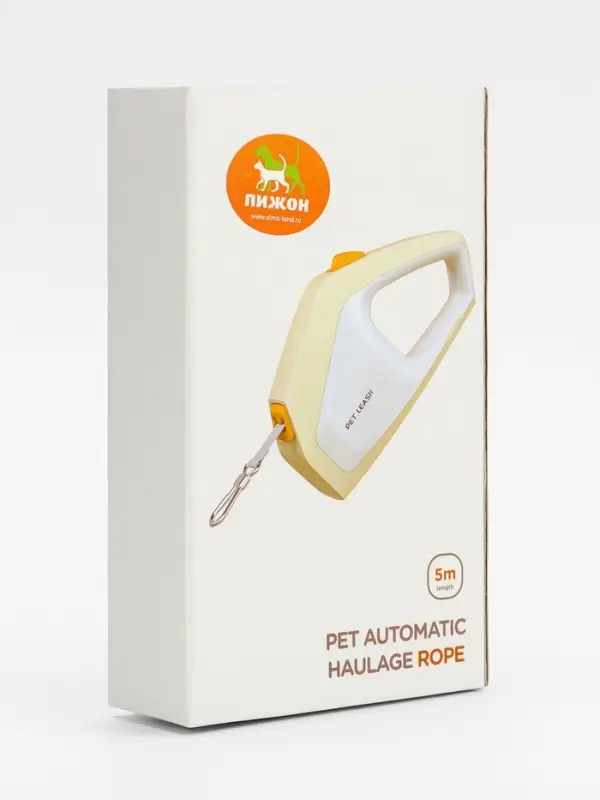 Рулетка - поводок для собак, лента 3 метра, белая/зелёная