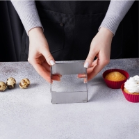 Форма для выкладки и выпечки с регулировкой размера Доляна &laquo;Квадрат&raquo;, 9-15 см, h=5 см, цвет серебристый