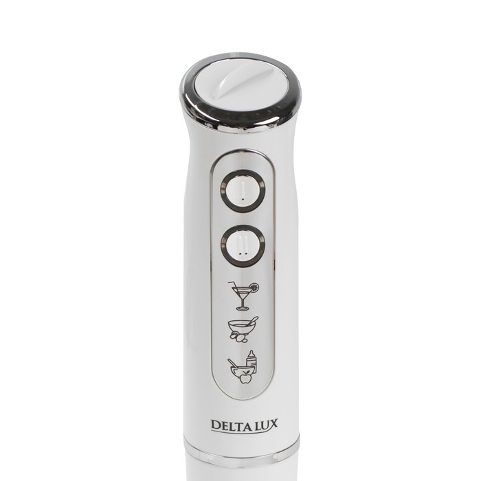 Блендер DELTA LUX DL-7039, погружной, 800 Вт, 1 скорость, режим "турбо", белый