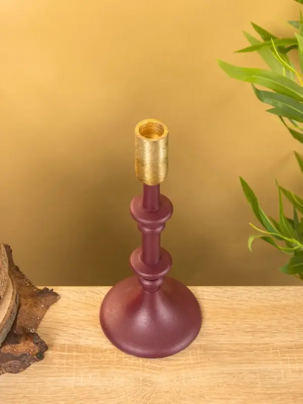 Подсвечник на 1 свечу "Баклажановый" 10х10х26 см