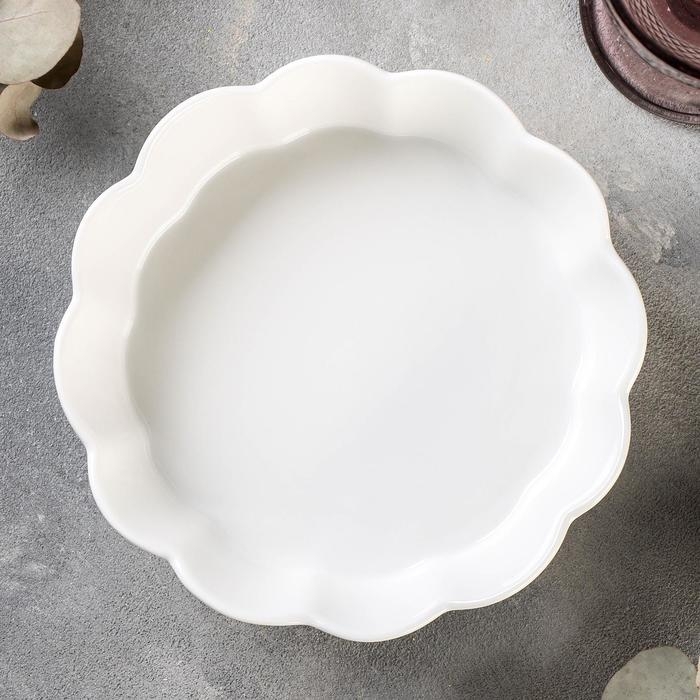 Блюдо фарфоровое для запекания Magistro &laquo;Флора&raquo;, d=18 см, цвет белый