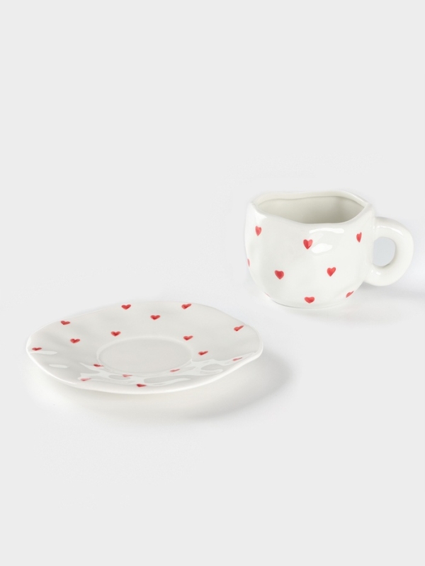 Чайная пара Доляна &laquo;Любовь&raquo;, чашка 220 мл, блюдце d=16 см, ручная роспись, керамика, белая