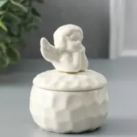 Шкатулка керамика "Ангелочек" белая 8х8х10,5 см