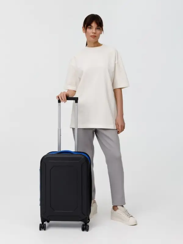 Чемодан Platta, черный с синим