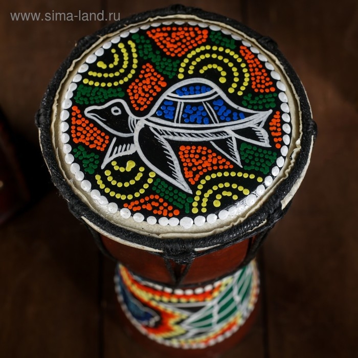 Сувенирный музыкальный инструмент "Барабан Джембе Разноцветный" 13x13x24 см, МИКС