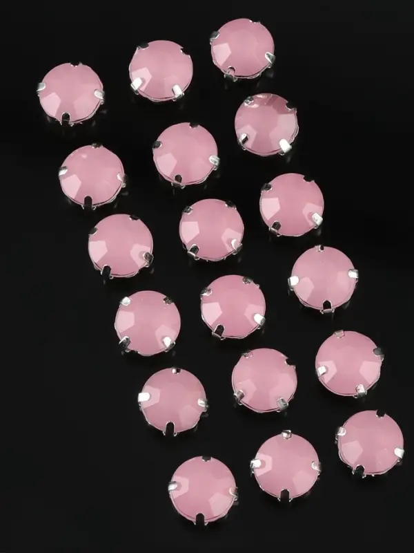 Стразы пришивные &laquo;Шатон&raquo;, круглые, в цапах, d=10 мм, 20 шт., розовые