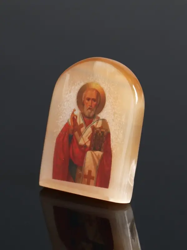 Икона Николай Чудотворец, 6х5 см, селенит