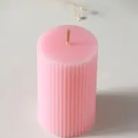 Свеча-цилиндр 6х10 см, 250 гр, с мелкими гранями, розовый
