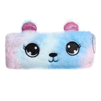 Пенал школьный меховой на молнии Calligrata "Мишка", микс