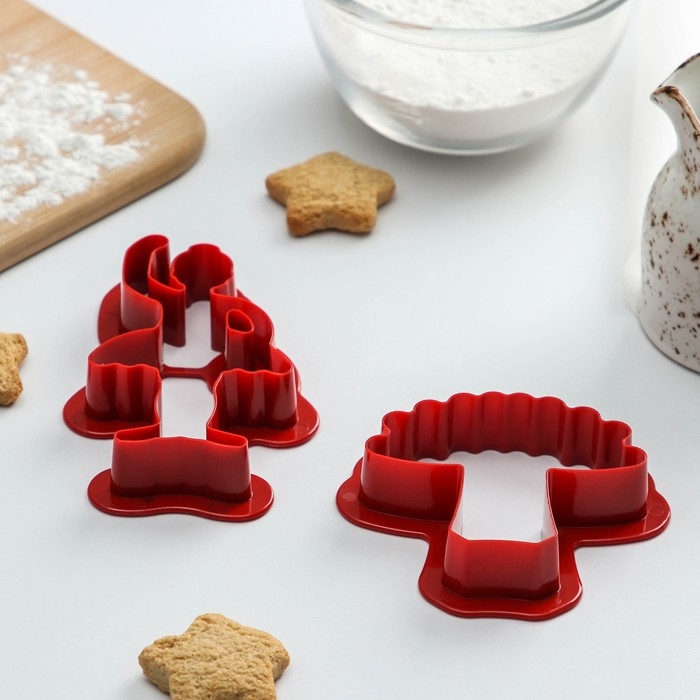 Набор форм для печенья Доляна &laquo;Балет&raquo;, 2 шт, пачка 8&times;7&times;2, балерина 8&times;5,5&times;2 см, цвет красный