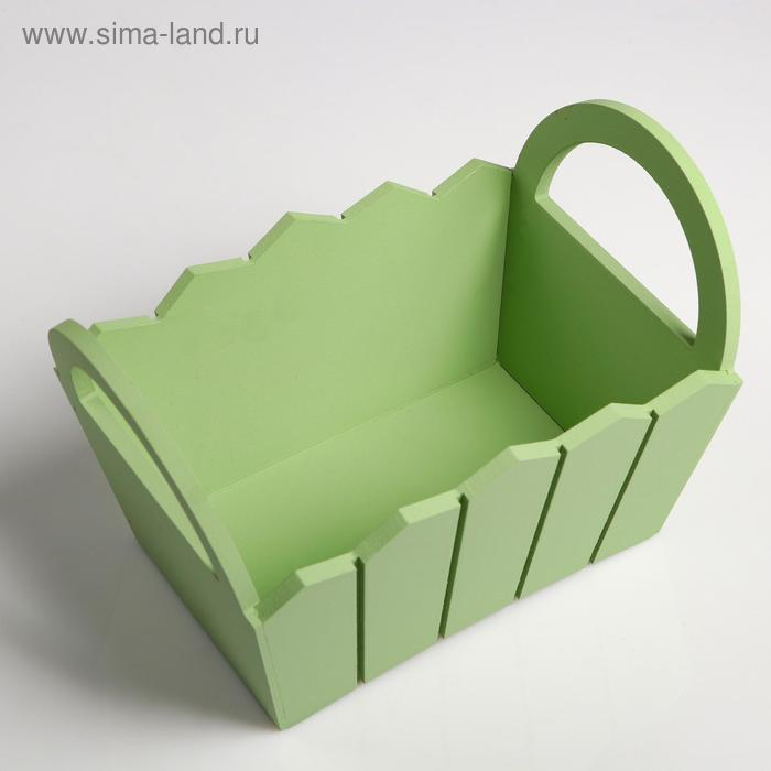 Кашпо деревянное 25,5&times;16,5&times;17,5 см "Мария", ручки боковые, МДФ, оливка