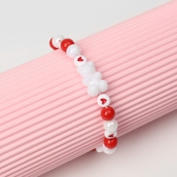 Браслет детский &laquo;Выбражулька&raquo; мишка в сердечках, цвет красно-белый