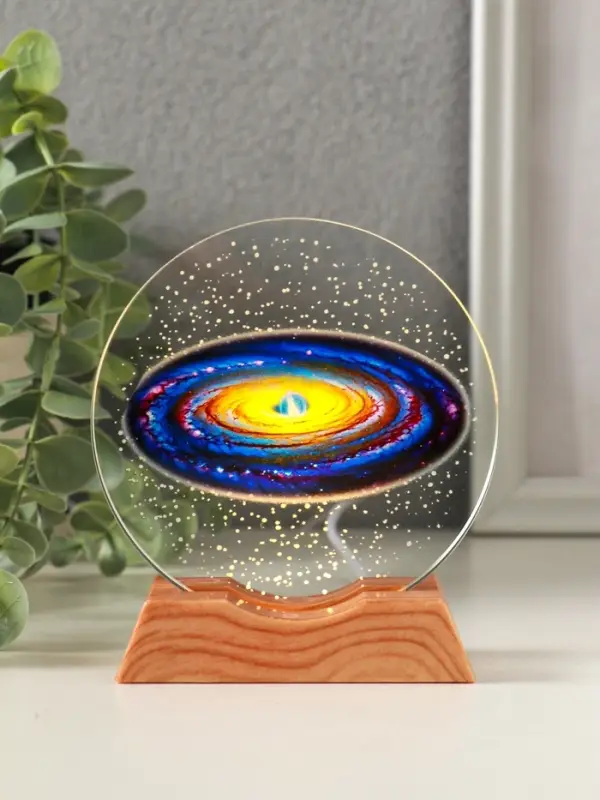 Сувенир стекло свет "Диск. Млечный путь" 5хLED d=10 см, USB, цветной 10х4х11,4 см
