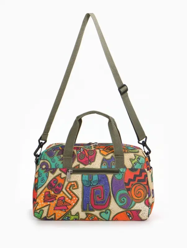 Сумка дорожная на молнии, наружные карманы, длинный ремень, разноцветная