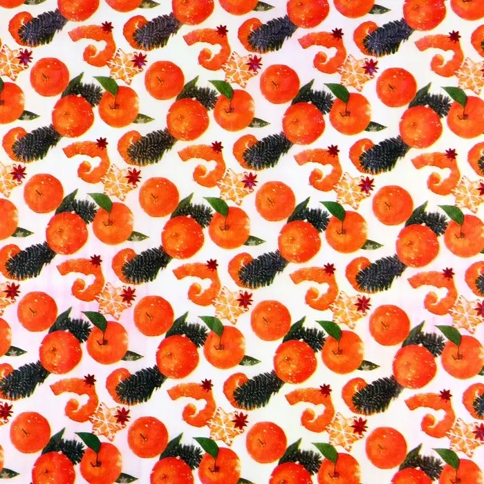 Упаковочная бумага на новый год тишью &laquo;Мандарины&raquo;, 50 х 66 см