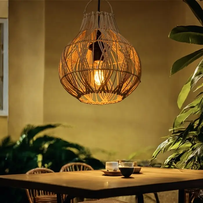 Светильник потолочный из ротанга &laquo;Диас&raquo;, 1&times;120 Вт, Е27, 25&times;25&times;25 см