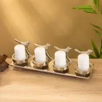 Подсвечник на 4 свечи "Птенцы" алюминий 32,5х9х7 см