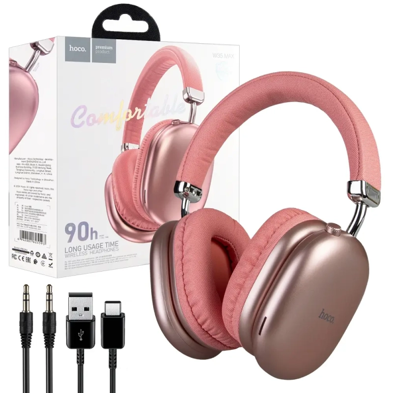 Наушники W35 Max Wireless Headset Long Usage Time HOCO розовые